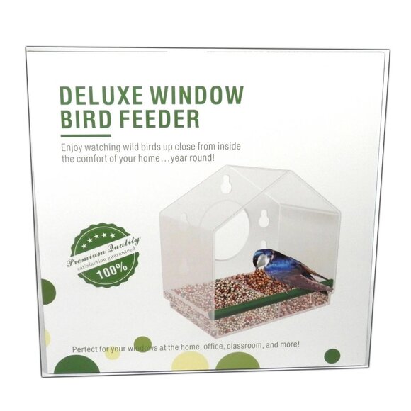 Deluxe Window Bird Feeder Suctions To Window Clear Bird House Shape Removable - Picture 1 of 4